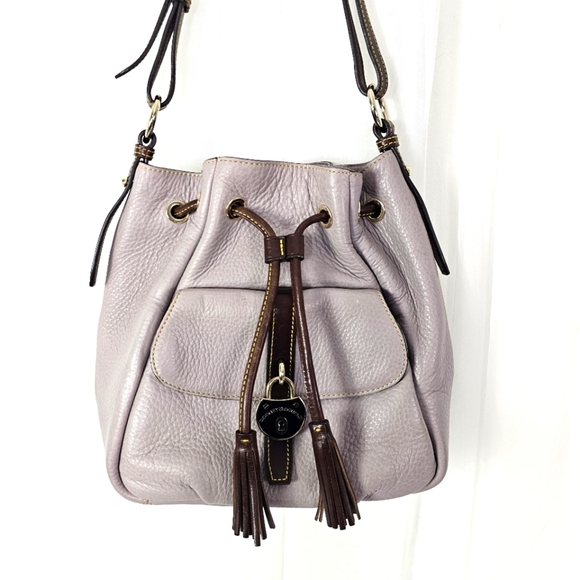 Dooney & Bourke Samba Gray Drawstring Bucket shoulder Bag